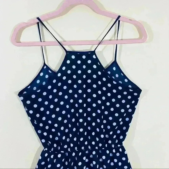Olive & Oak Blue Polka Dot Sheath Tank Spaghetti Strap Mini Dress Size XS - Picture 11 of 13